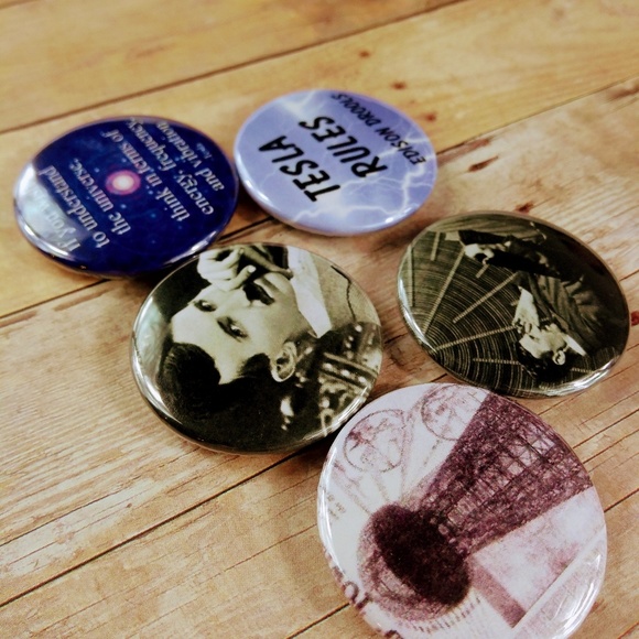 5pc Magnet Set Nikola Tesla (Steampunk) - Picture 3 of 4